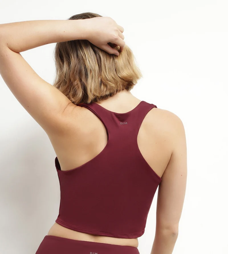 Débardeur de sport femme Bordeaux avec brassière intégrée Dim Move