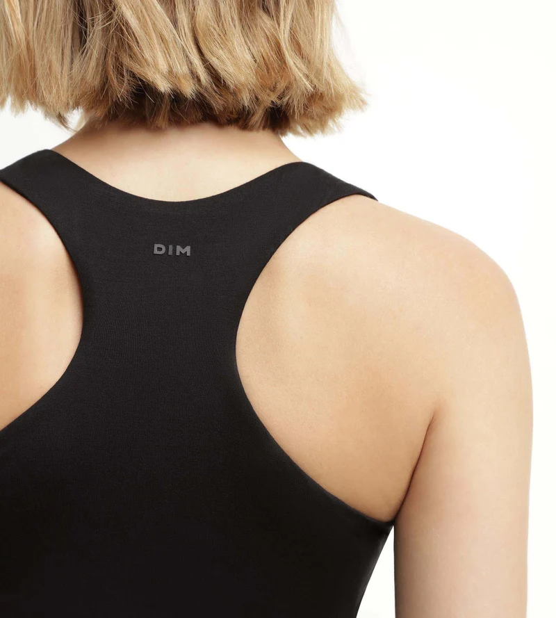 Débardeur de sport femme en viscose noire avec brassière Dim Move