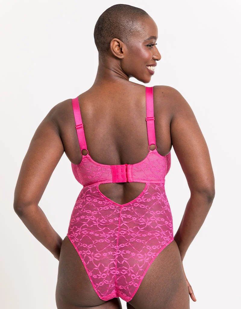 Curvy Kate All Night Lace Plunge Body Hot Pink/ Blush