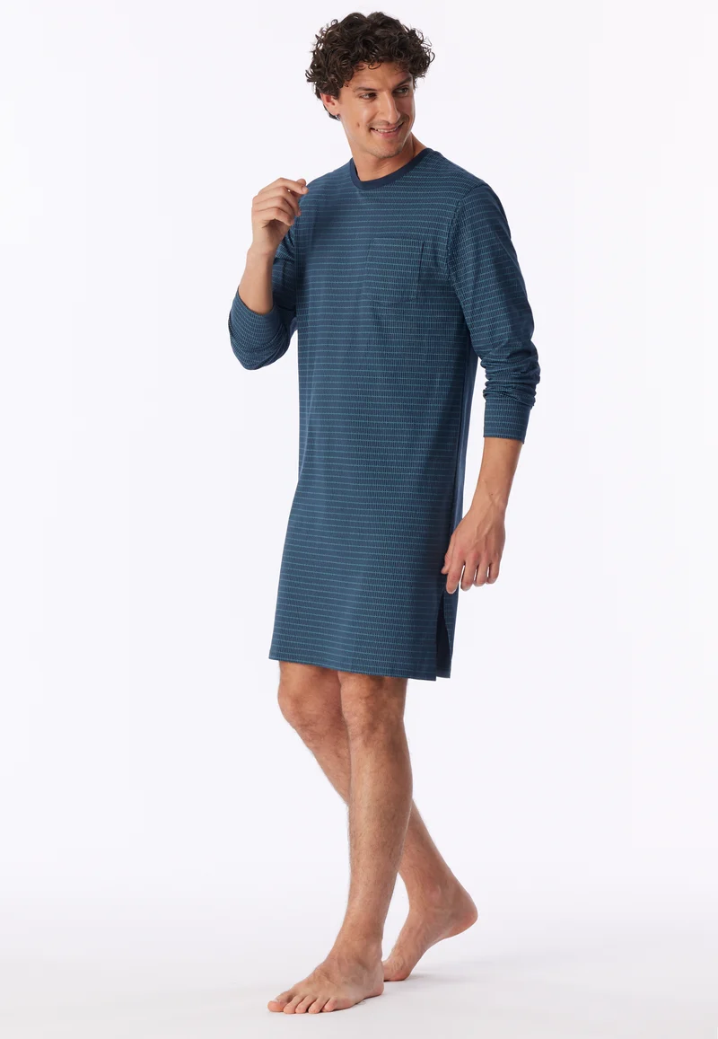 Nachthemd langarm Blau gemustert - Comfort Essentials