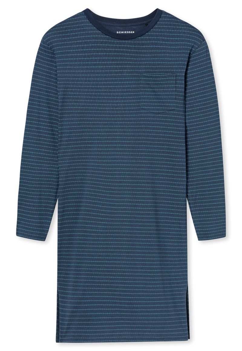 Nachthemd langarm Blau gemustert - Comfort Essentials