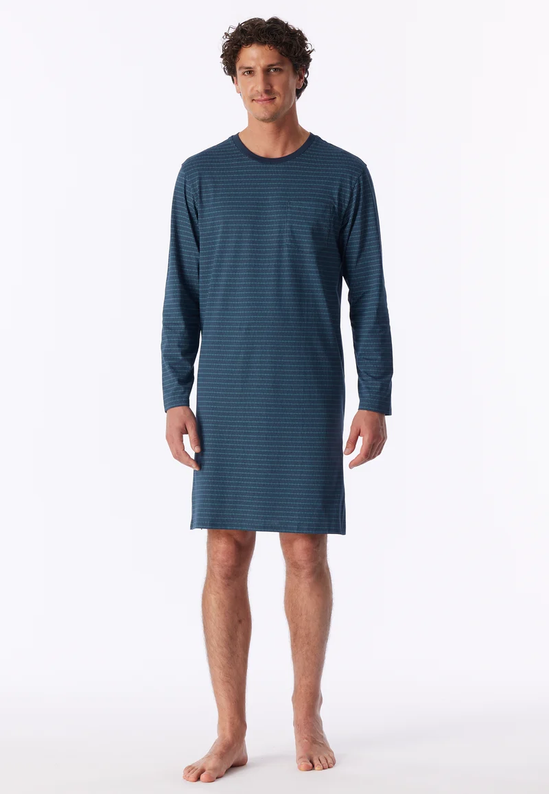 Nachthemd langarm Blau gemustert - Comfort Essentials