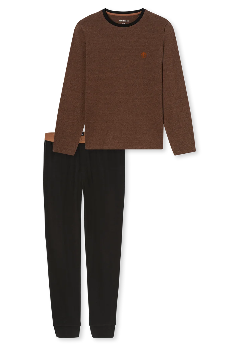 Schlafanzug Orange/Schwarz gemustert - 95/5
