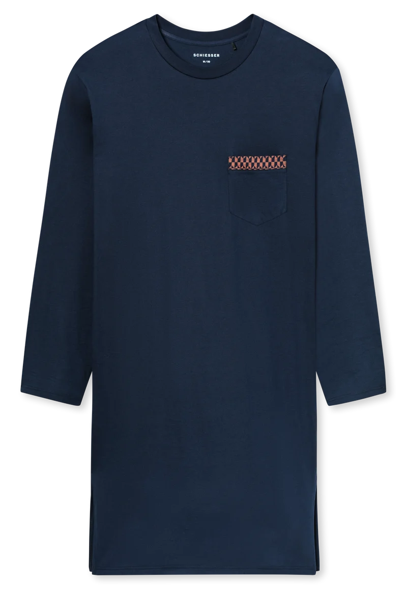 Nachthemd langarm Dunkelblau - Comfort Nightwear