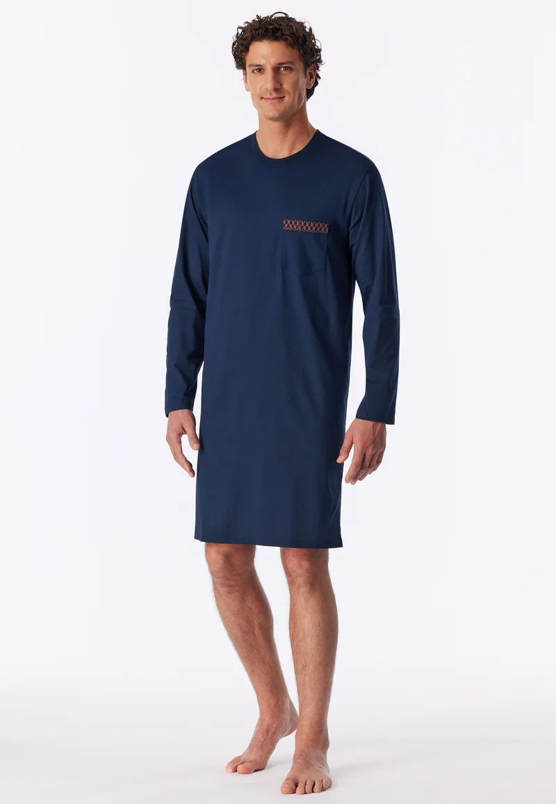 Nachthemd langarm Dunkelblau - Comfort Nightwear