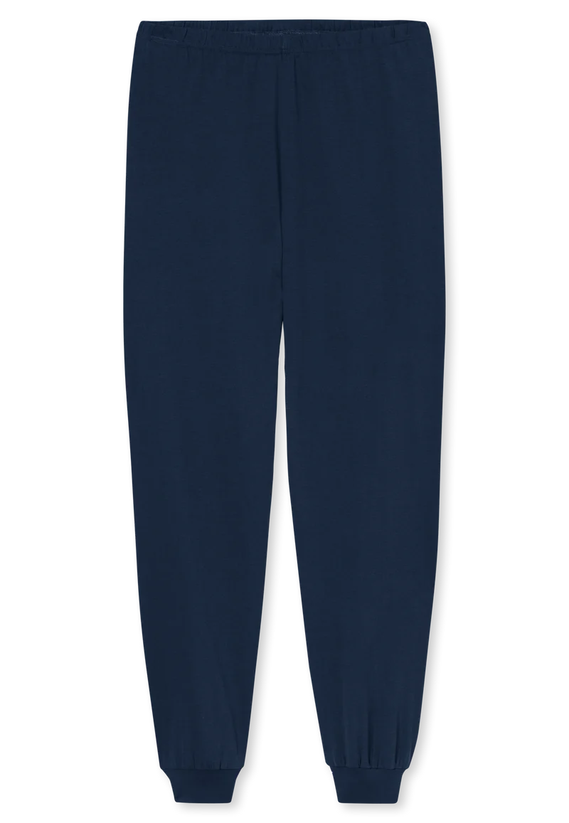 Schlafanzug mit Bündchen Blau/Orange gemustert - Comfort Nightwear