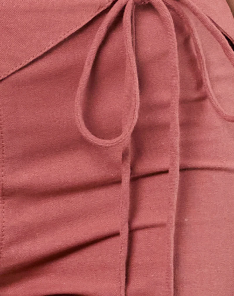 Pantalon Cursa en lin rouge toscan avec ceinture
