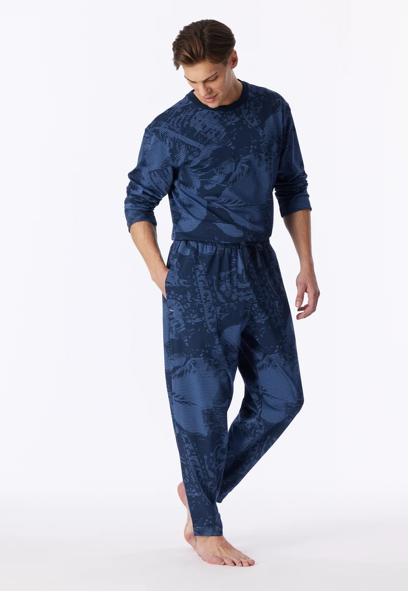 Hose mit Bündchen Blau gemustert - Mix+Relax