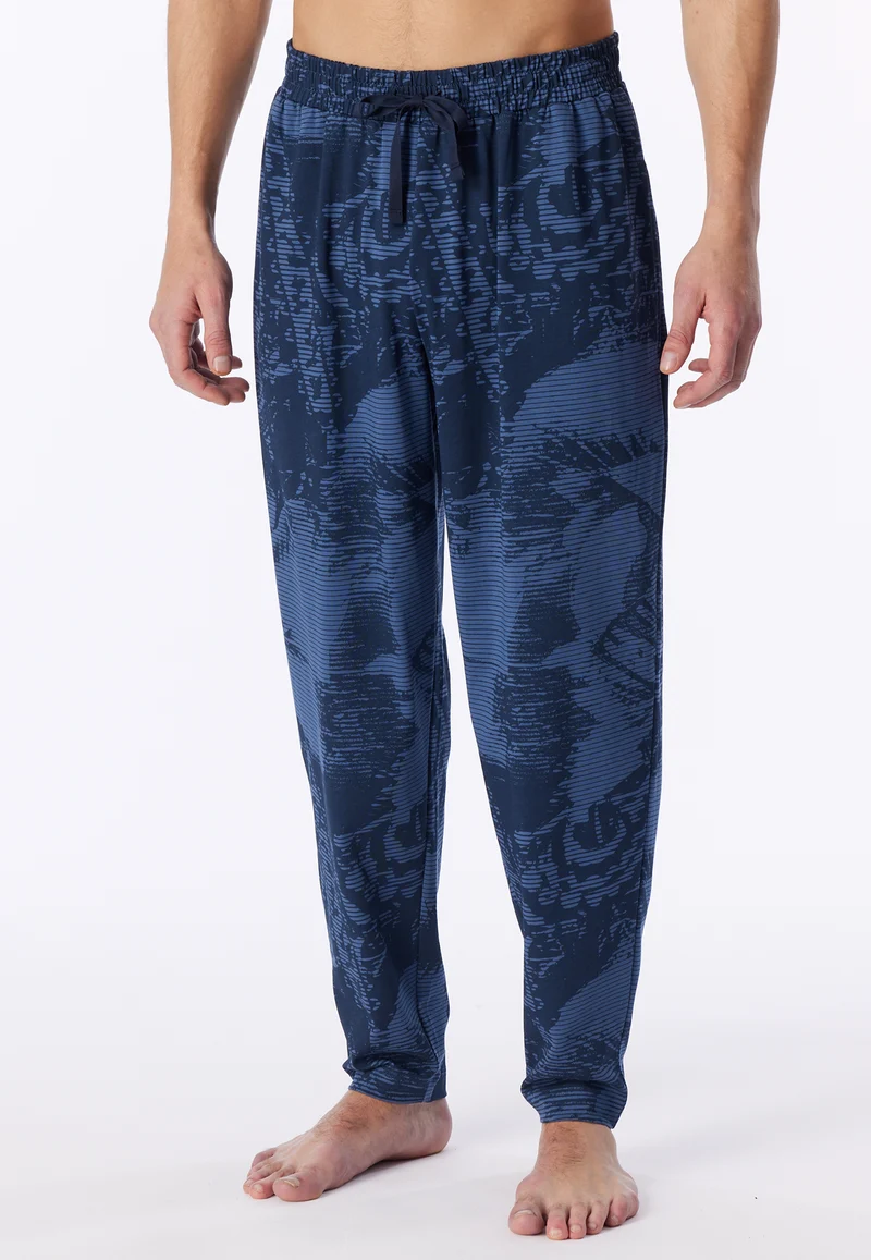 Hose mit Bündchen Blau gemustert - Mix+Relax