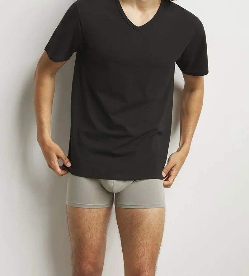 Lot de 2 Tshirts homme thermorégulateur en coton noir col V Regul Activ