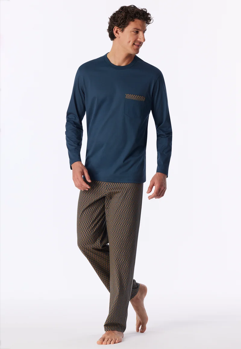 Schlafanzug Blau/Braun gemustert - Comfort Nightwear