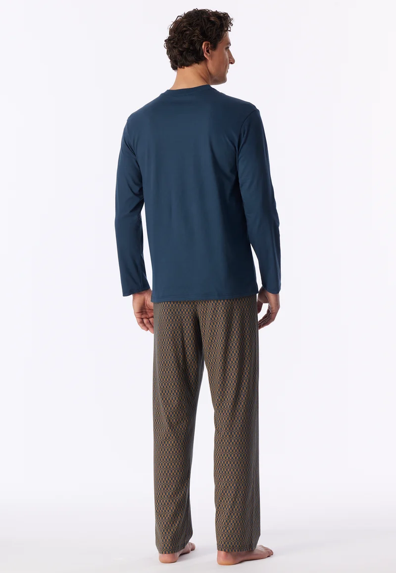 Schlafanzug Blau/Braun gemustert - Comfort Nightwear