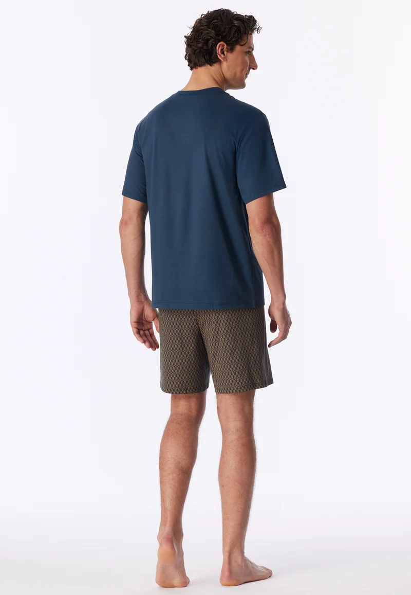Schlafanzug kurz Blau/Braun - Comfort Nightwear