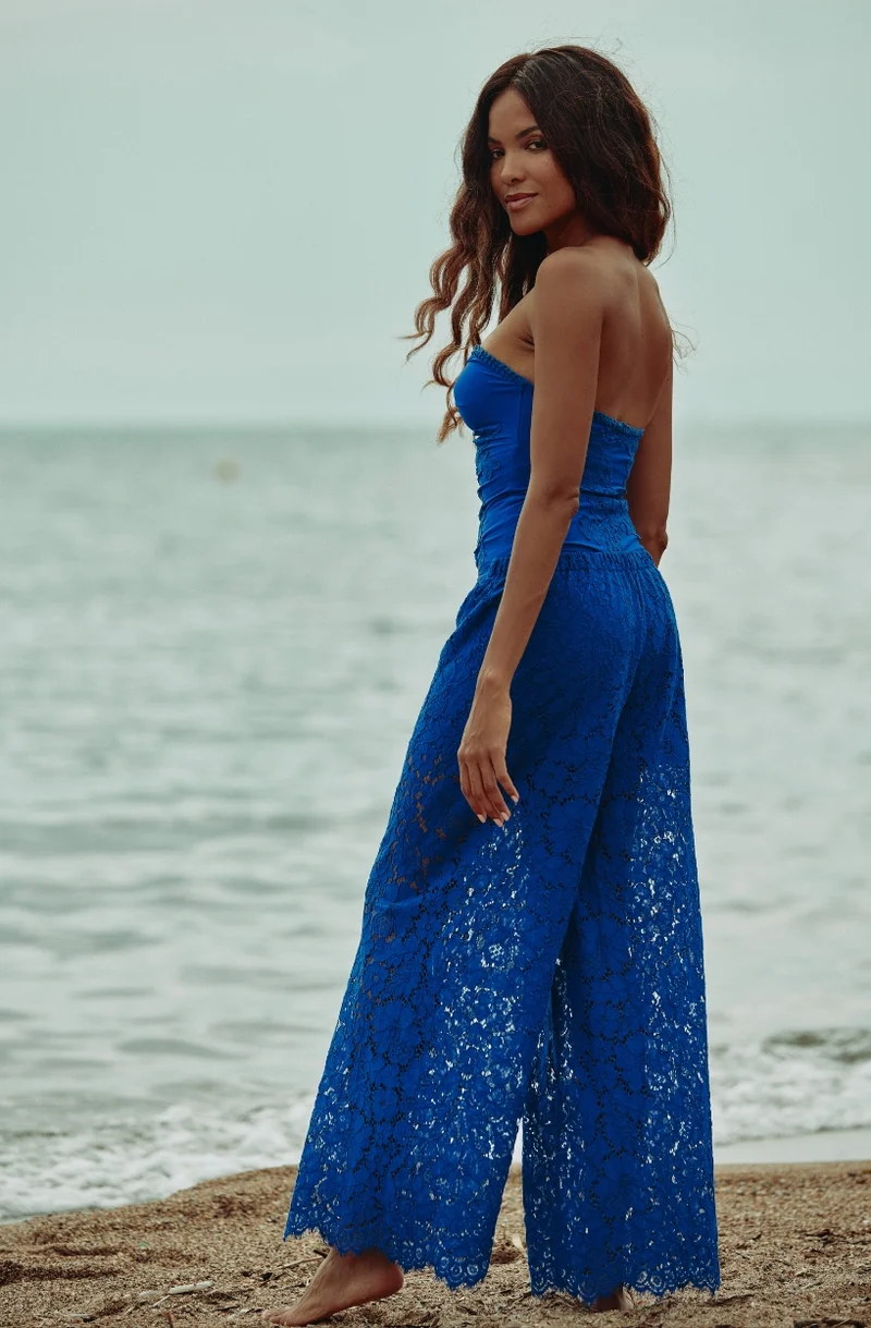 Pantalon en dentelle bleue Céleste