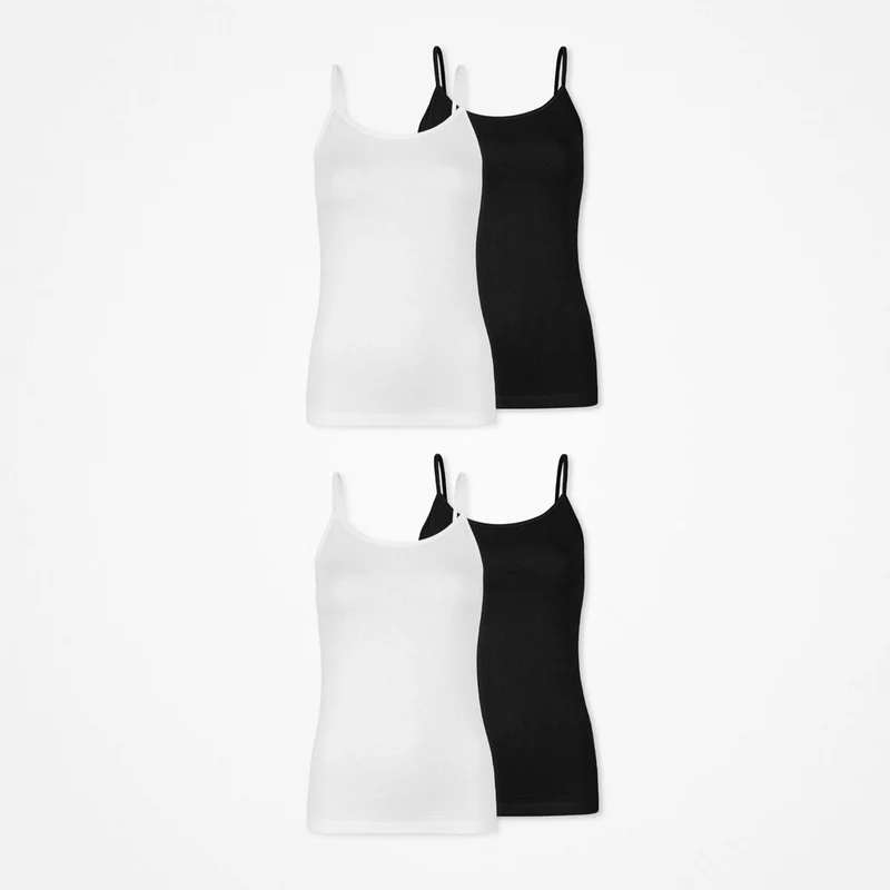 Damen Spaghetti Tops | Schwarz-Weiß