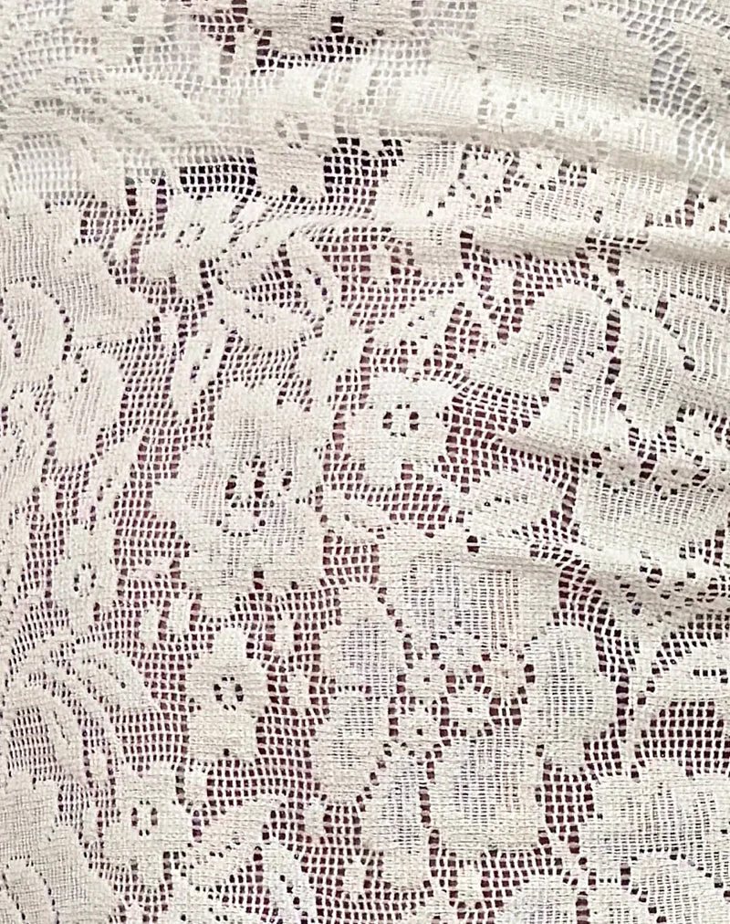 Polovina - Top sans manches en dentelle crochetée hibiscus ivoire