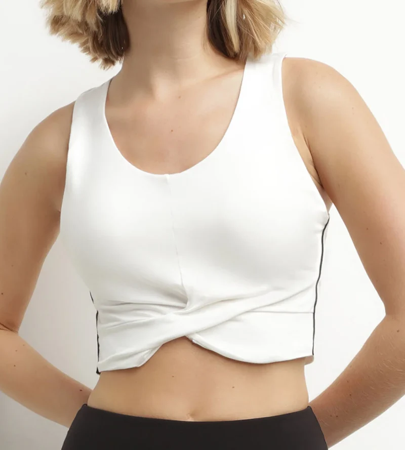 Débardeur de sport femme Écru en viscose avec brassière Dim Move