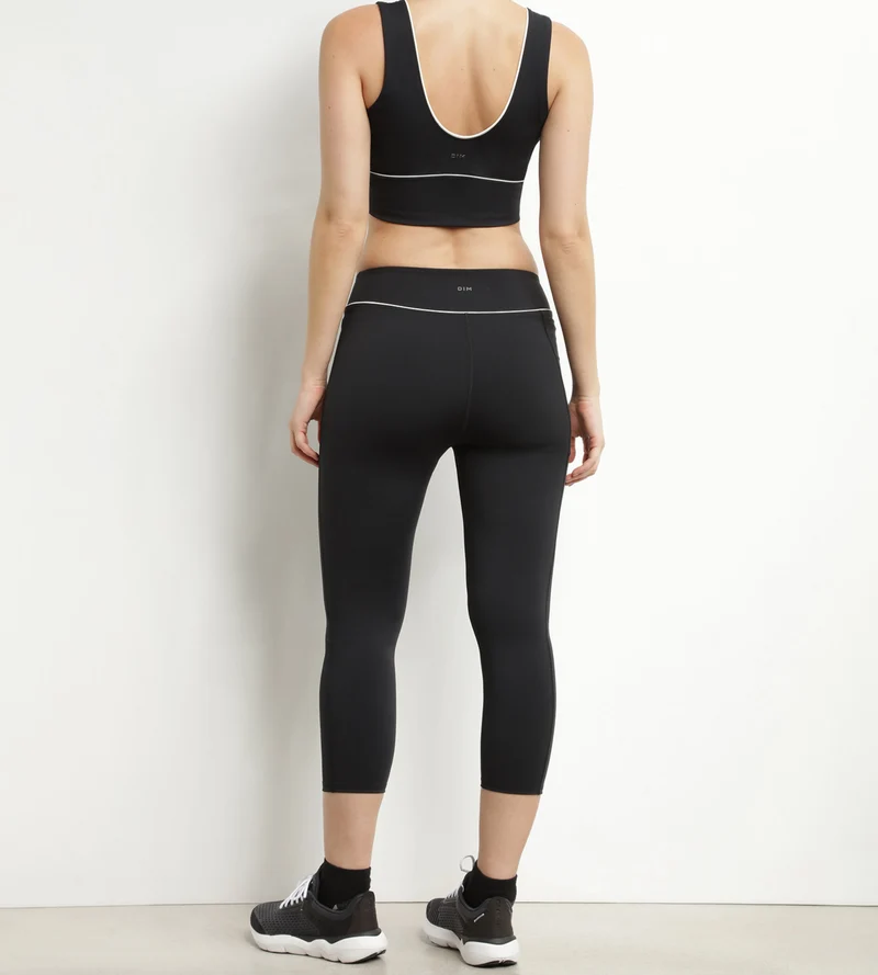 Legging de sport court pour femme en microfibre noire Dim Move