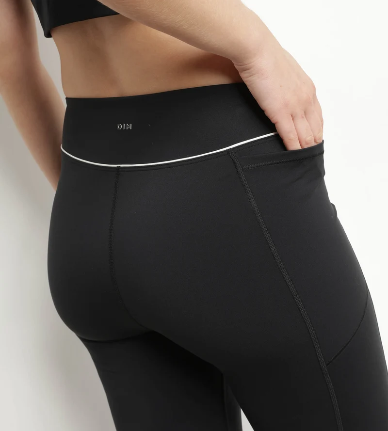 Legging de sport court pour femme en microfibre noire Dim Move