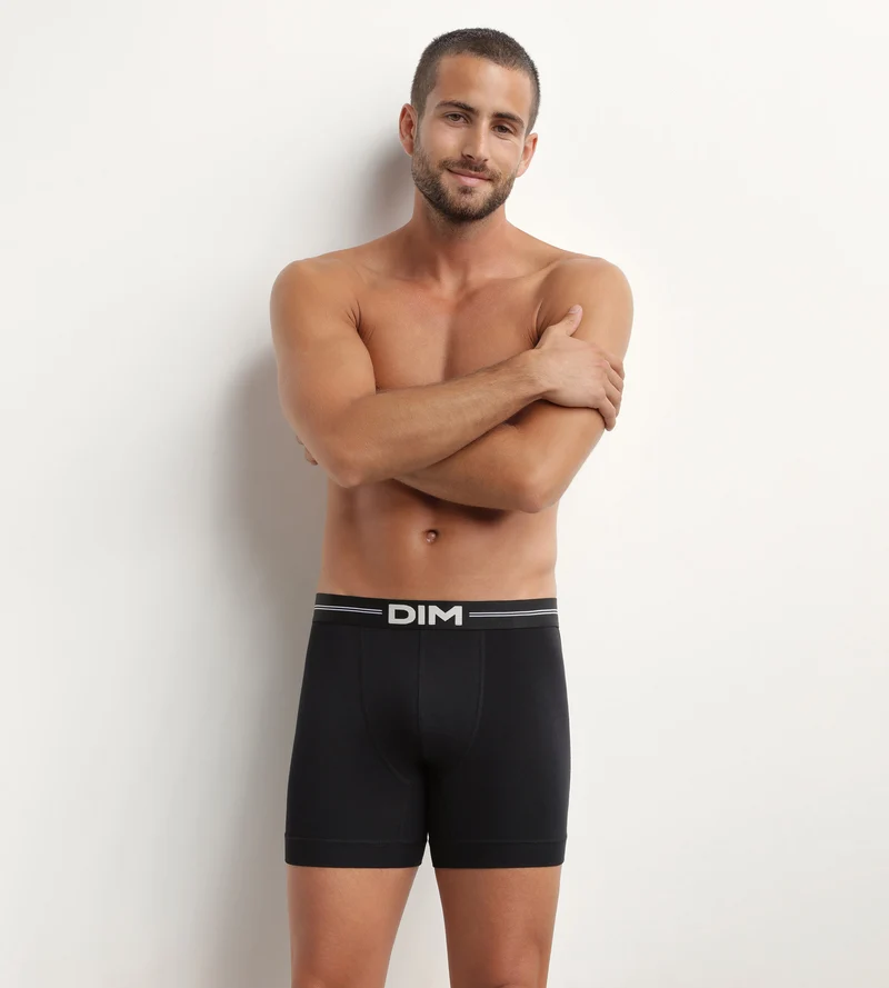 Boxer homme en coton modal à coutures plates Noir Dim Icons Essentiel