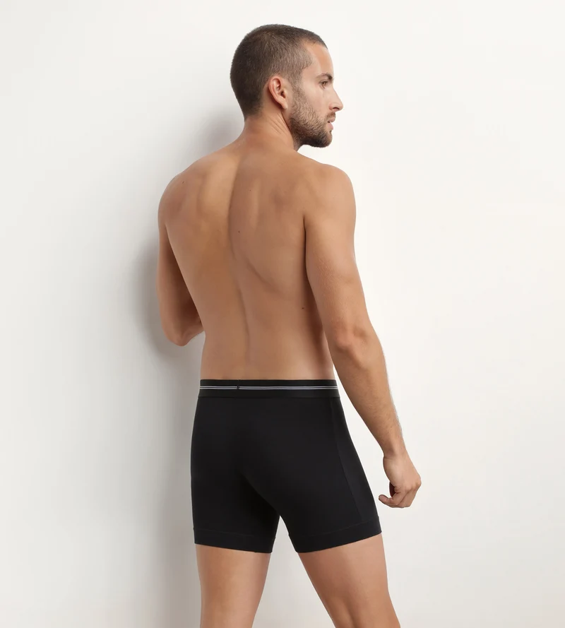 Boxer homme en coton modal à coutures plates Noir Dim Icons Essentiel
