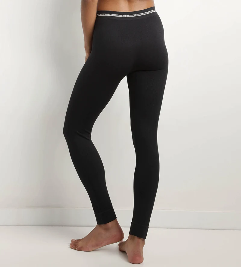 Legging femme sans couture en tissu côtelé Noir Dim Icons Seamless