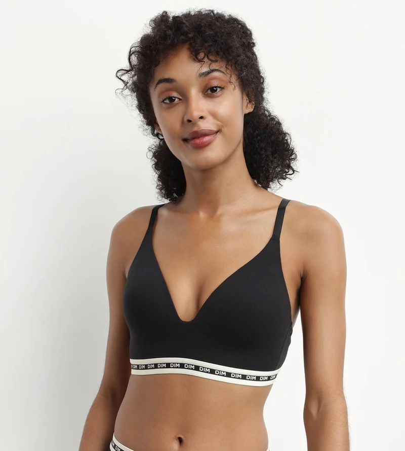 Soutien-gorge triangle en coton modal Noir à bonnets moulés Dim Icons