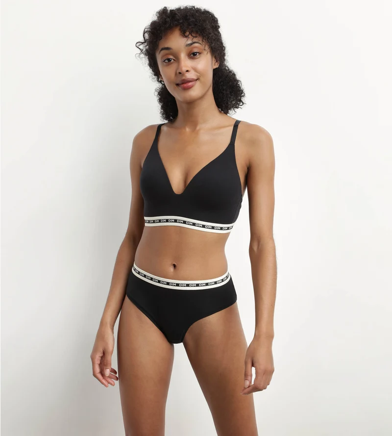 Soutien-gorge triangle en coton modal Noir à bonnets moulés Dim Icons