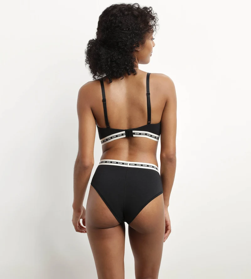 Soutien-gorge triangle en coton modal Noir à bonnets moulés Dim Icons