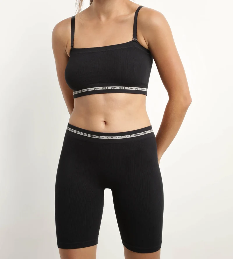 Soutien-gorge bandeau en modal polyamide Noir sans armature Dim Icons Seamless