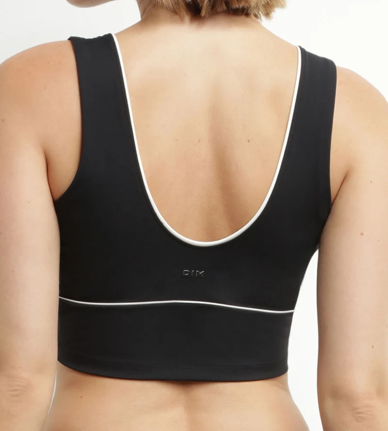 Brassière longue en microfibre sculptante noire Dim Move