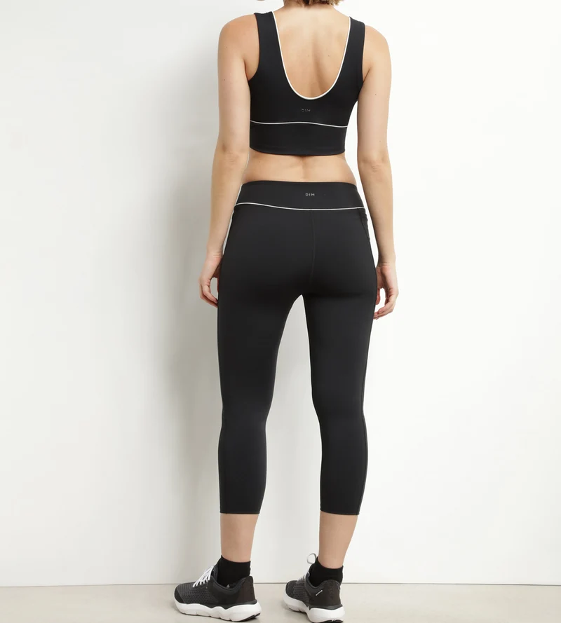 Brassière longue en microfibre sculptante noire Dim Move