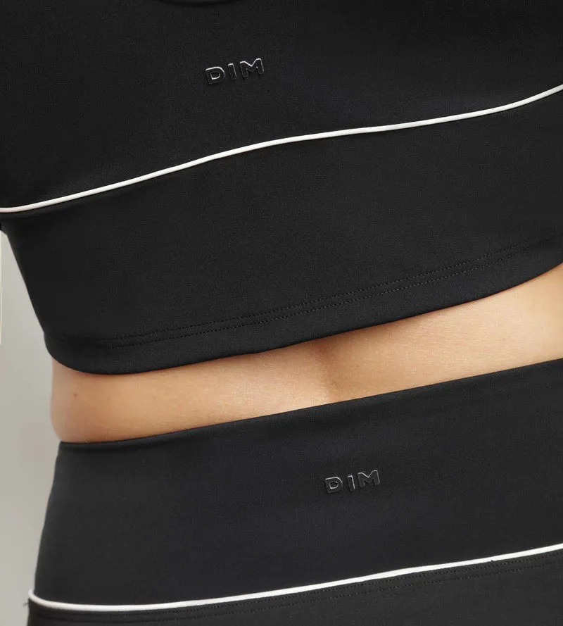 Brassière longue en microfibre sculptante noire Dim Move