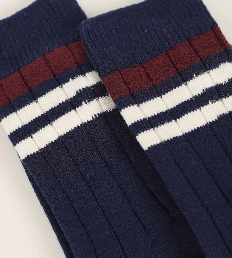 Chaussettes homme en maille côtelée à rayures Marine Dim Bambou