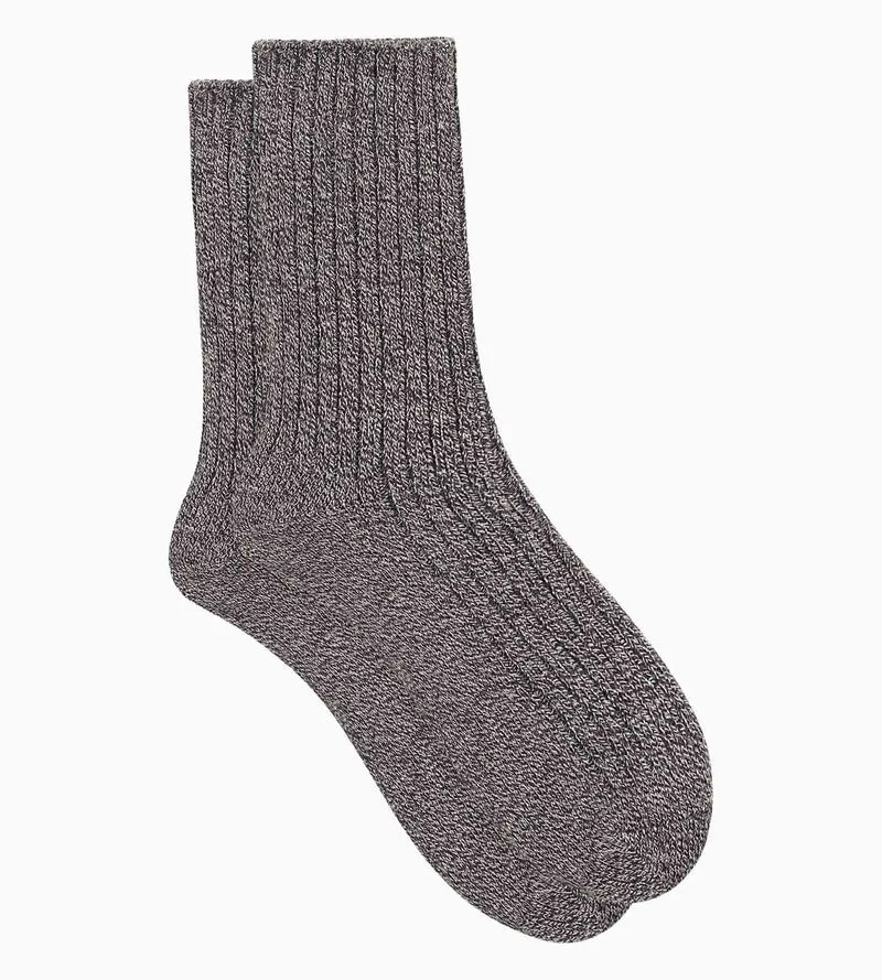 Chaussettes femme en maille côtelée unie Gris Chiné Dim Bambou