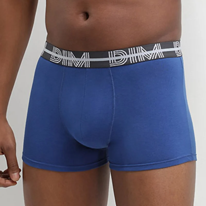 Lot de 3 boxers bleu noir coton stretch ceinture colorée Dim Powerful