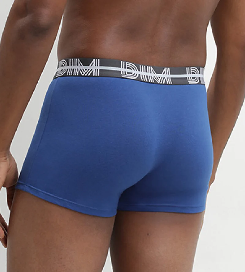 Lot de 3 boxers bleu noir coton stretch ceinture colorée Dim Powerful