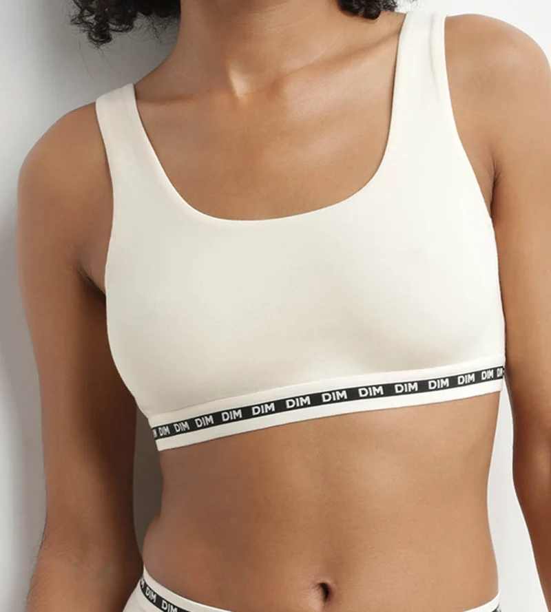 Brassière crop top Beige sans armature en modal polyamide Dim Icons Seamless