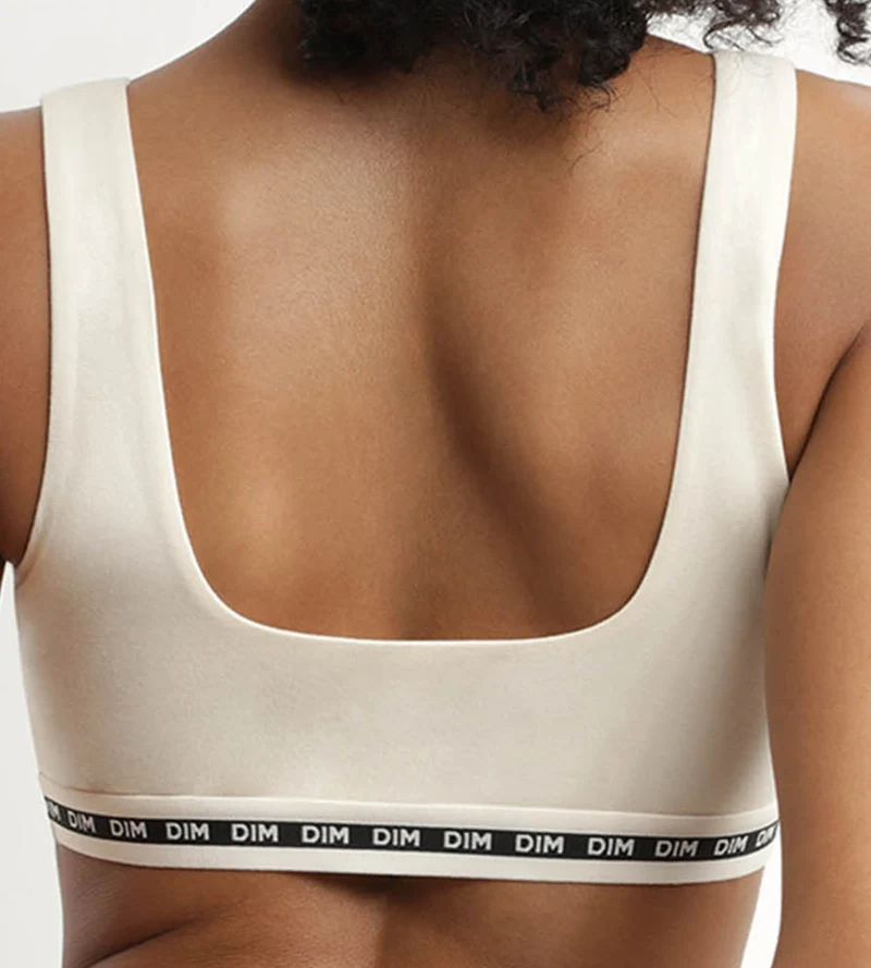 Brassière crop top Beige sans armature en modal polyamide Dim Icons Seamless