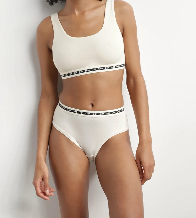 Brassière crop top Beige sans armature en modal polyamide Dim Icons Seamless