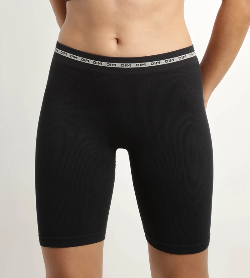 Cycliste femme en modal polyamide côtelée Noir Dim Icons Seamless