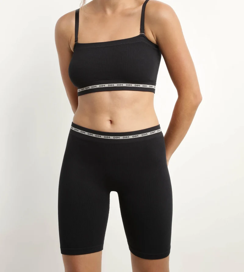 Cycliste femme en modal polyamide côtelée Noir Dim Icons Seamless