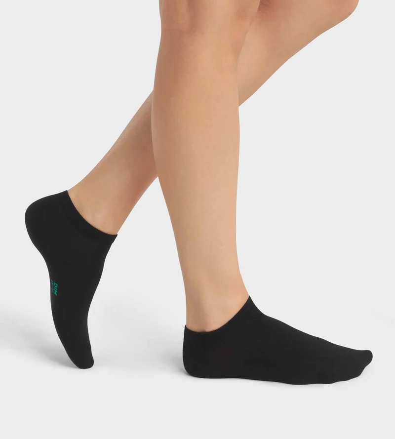 Lot de 2 paires de socquettes femme en coton bio Noir Dim Good