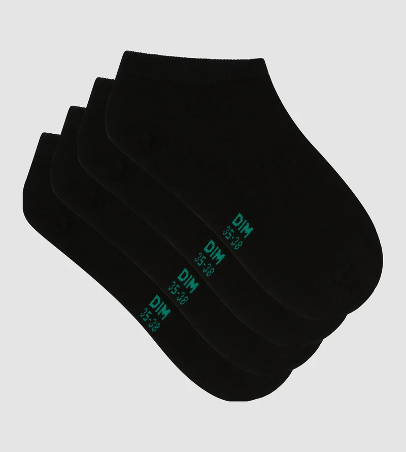 Lot de 2 paires de socquettes femme en coton bio Noir Dim Good