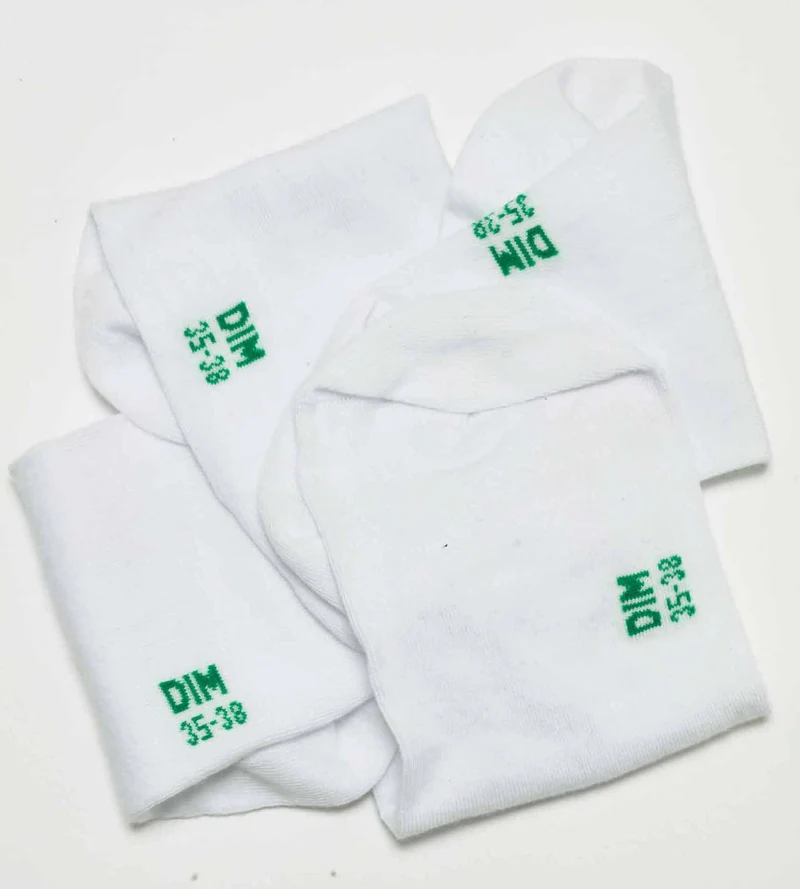 Lot de 2 paires de socquettes femme en coton bio Blanc Dim Good