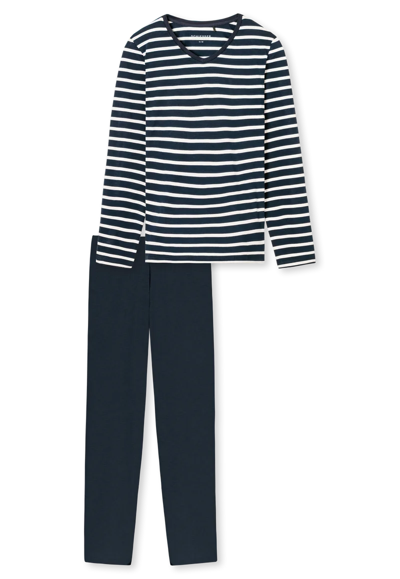 Schlafanzug Dunkelblau gestreift - Casual Essentials
