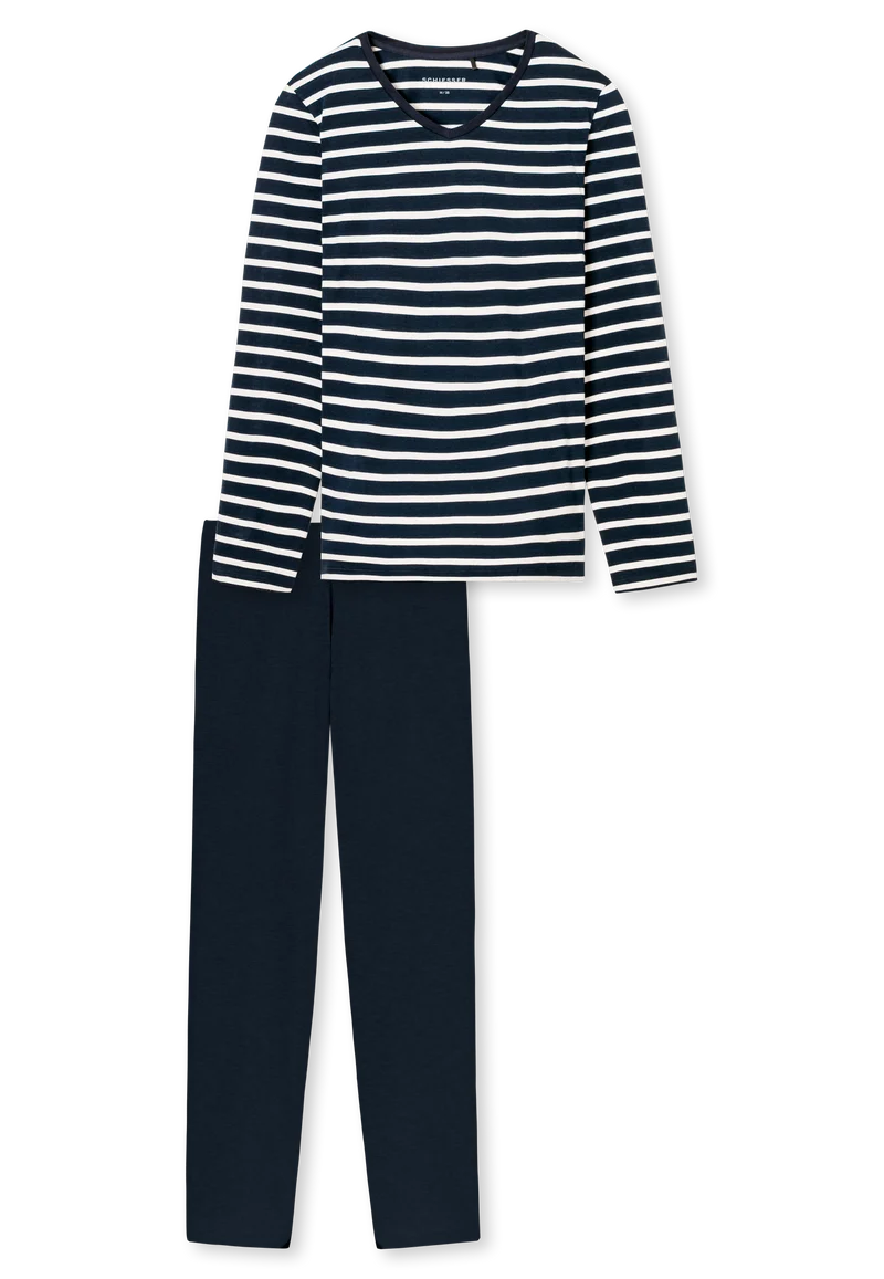 Schlafanzug Dunkelblau gestreift - Casual Essentials