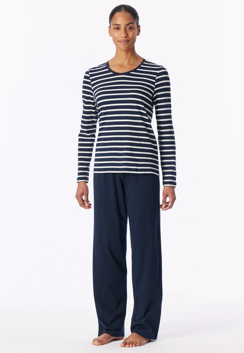 Schlafanzug Dunkelblau gestreift - Casual Essentials