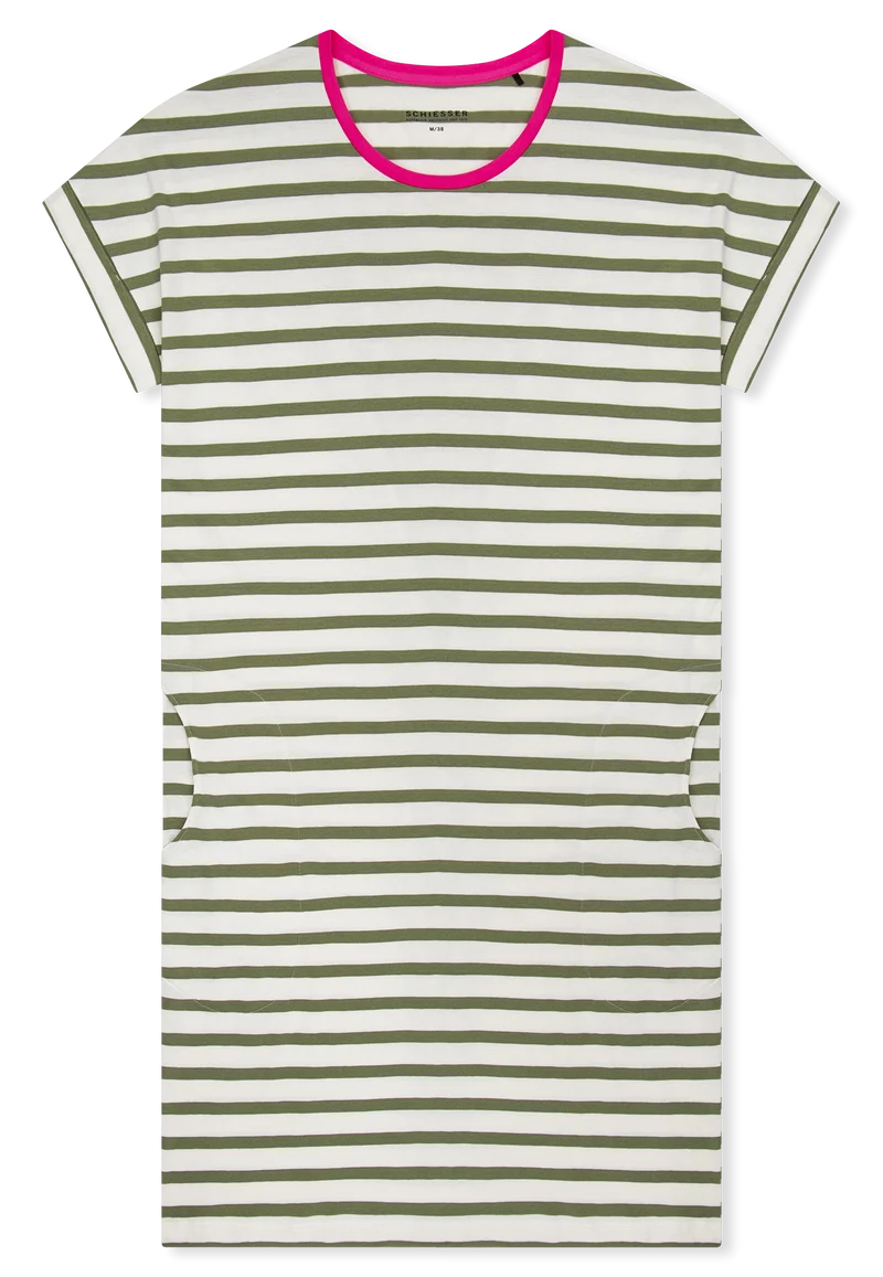 Nachthemd kurzarm Grün/Weiss - Casual Essentials