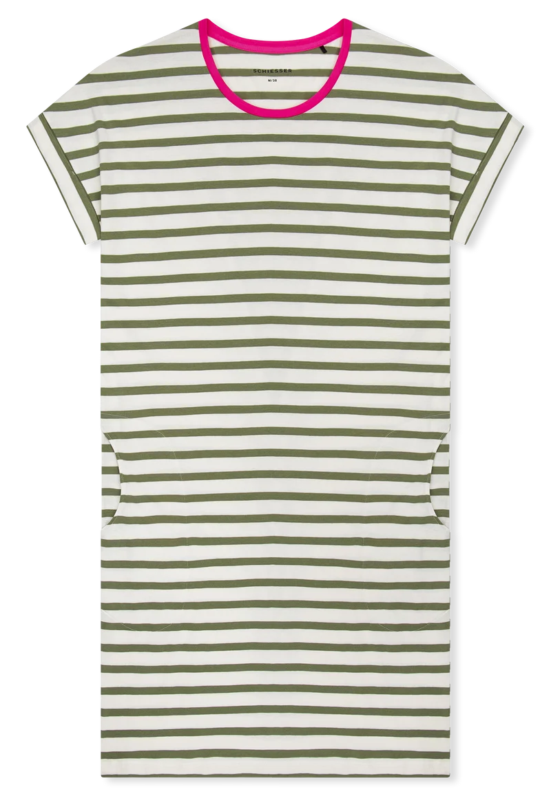 Nachthemd kurzarm Grün/Weiss - Casual Essentials